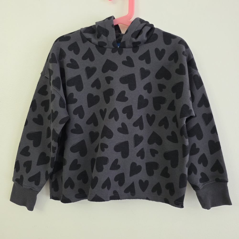 Old Navy Gray Hoodie with Black Heart Print